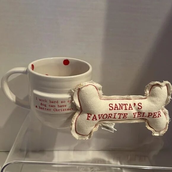 Mud Pie White Santa's Favorite Dog Toy and Mug Set/NWT - Picture 2 of 10